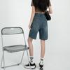 Women's High-Waist Retro Denim Shorts: Loose, Straight-Leg, 5-Point Mid-Length, Hong Kong & Japanese Style for Spring & Summer