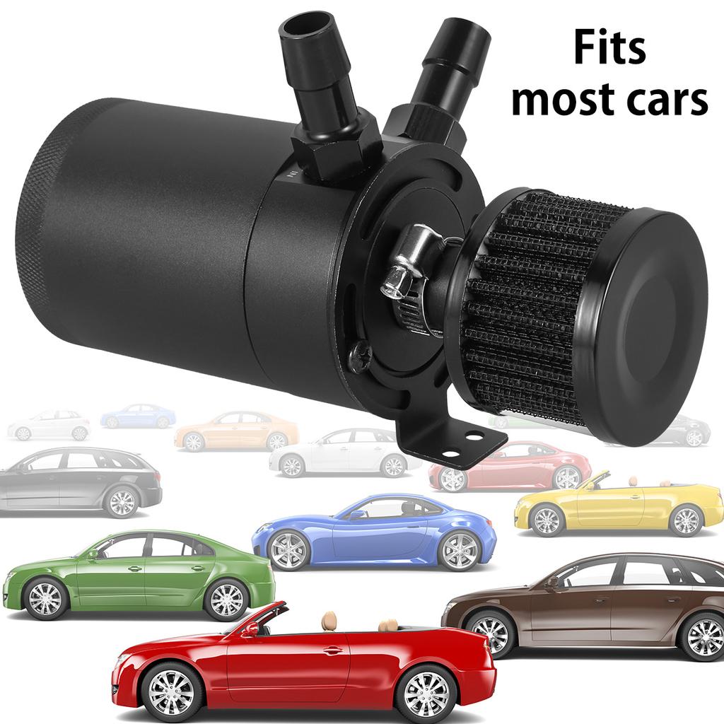 Oil Separator Catch Can Tank Kit with 2 Ports 150ml Aluminum Oil Reservoir Tank Drain Valve Filter 3/8inch NPT Fuel Line