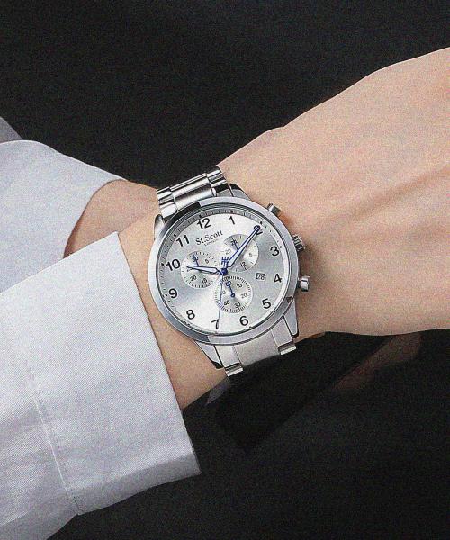 [Св.. Скотт ЛОНДОН] Ст. Мужские металлические часы Scott LONDON Крупный хронограф ST3057M ST3057SLS