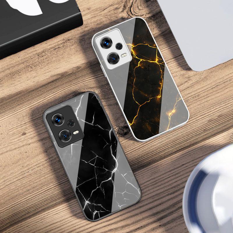 Padrão de textura de lava vermelha Para Xiaomi 14 Ultra 13 Lite Redmi Note 13 11 Pro 12 Plus Poco X6 3 Pro F4 6 GT Capa de Celular de Vidro Temperado