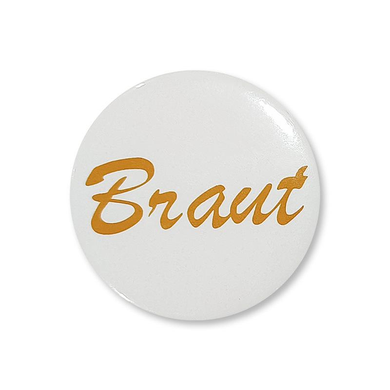 

German Bridal Party Bridesmaid Badge - Wedding Theme Tinplate Decoration 58mm