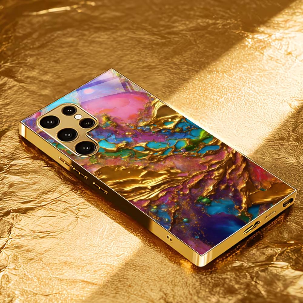 Texture Atmosphere Simplicity High-end Electroplating Glass PhoneCase for Samsung Galaxy S26 S25 S24 S23 S22 S21 FE,Ultra,Plus