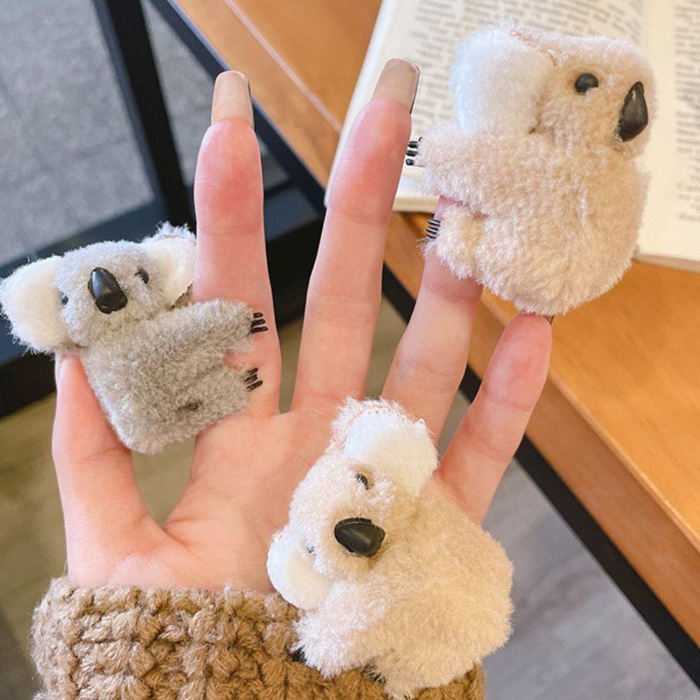 

Bobby Pin Mini Koala Claw Clip Furry Fluffy Animal Hairpins Backpack Decoration серый