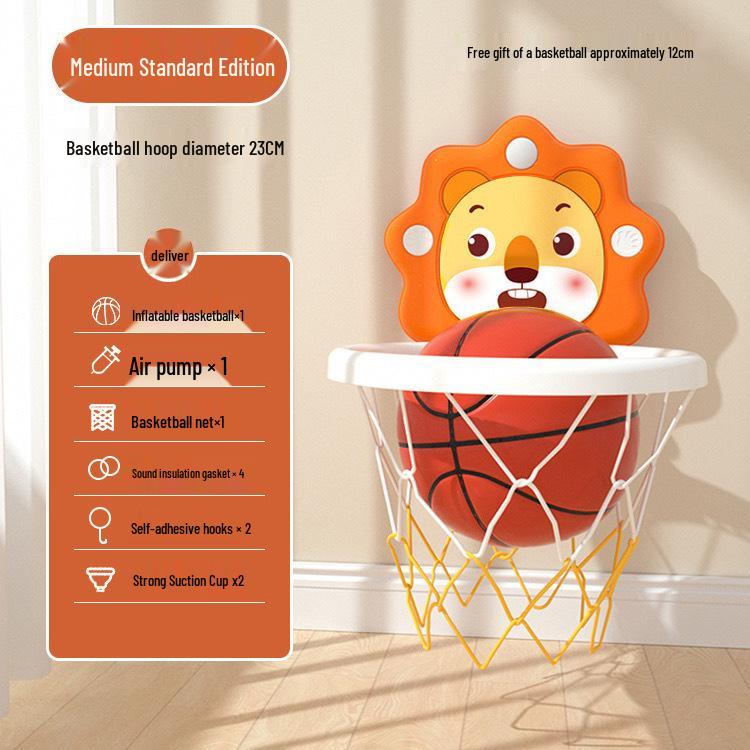 Kids' No-Drill Indoor Basketball Hoop with Suction Cup for Silent Play
