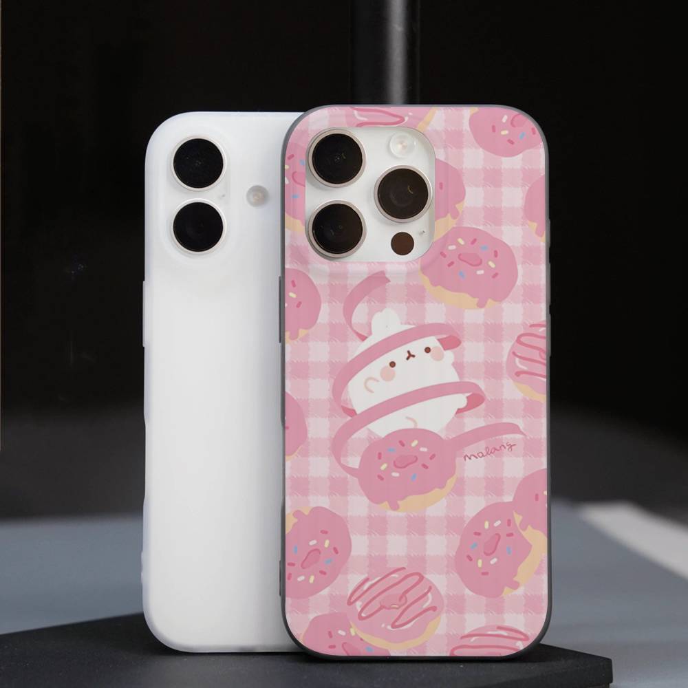 Kawaii Niedliches Kaninchen M-MolangS Anime Für IPhone 17 16 15 Plus Pro Max 12 14 Plus 11 13 Welle Geriffelt Streifen Funda Handyhülle