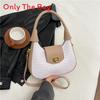 Pu Small Crescent Bag With Woven Texture For Daily Use