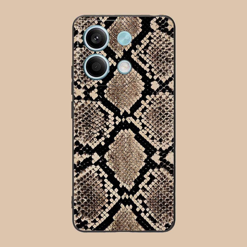 Snake Texture Mobile Phone Case for POCO M7 M6 M5 M4 M3 X7 X6 X5 X4 X3 Pro GT 5G Colour Printing Protective Pretty Cover Luxury