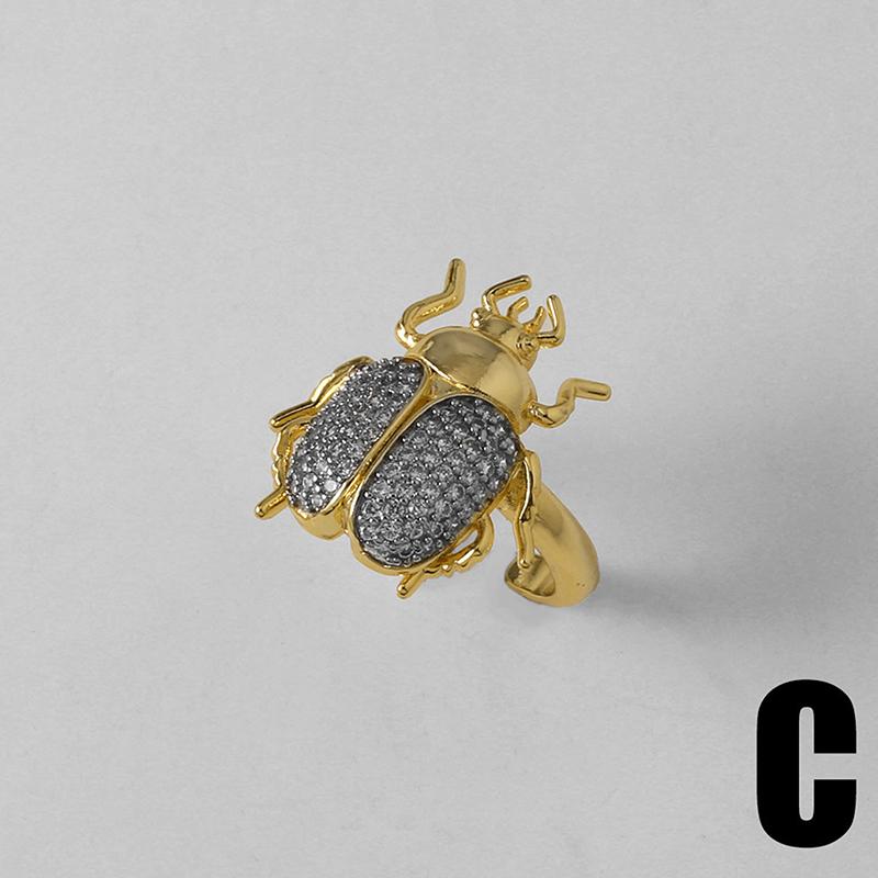 Anneaux Femme Déclaration Abeille Simple Cuivre Plaqué Or Scarabée Insecte Anneau Ouvert Large Bijoux