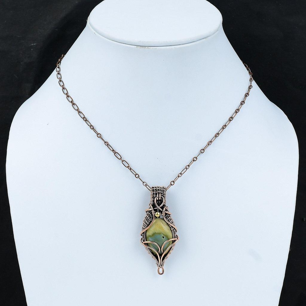 Imperial Jasper Pendant Copper Wire Wrapped Pendant Imperial Jasper Gemstone Jewelry Handmade Pendant Dainty Copper Jewelry Anniversary Gift