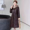 Winter Genuine Leather Jacket  Windproof Long Sheepskin Coat Slim Hooded Alpaca Overcoat