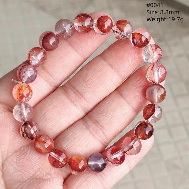 Natural Red Limonite Quartz Trendy Strand Bracelet Rare Stretch Yellow Phantom Round Beads Women Men Jewelry AAAAA