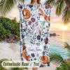 Foxes Flowers 1 Theme Quick Dry Beach Towel Custom Name Text Print Large Sand Resistant Towel Beach Vacation