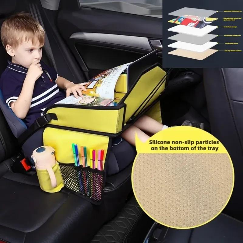Kids Travel Tray for Toddler & Kids Car Seat, Lap Tray for Airplane, Carseat Table Tray with Organizer for Road Trip Activities