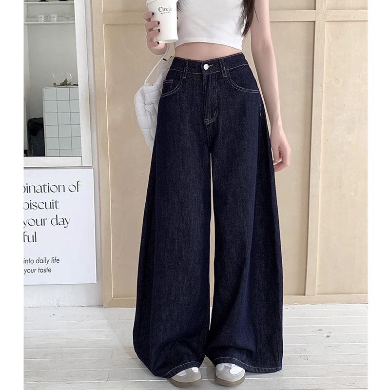 

Женские ретро джинсы с высокой талией, темно-синие, широкие штанины Extra Large синий