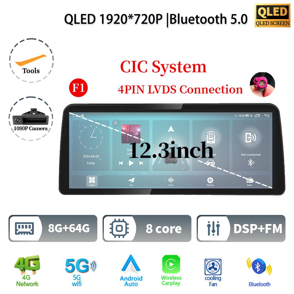 12.3" For BMW 3-5 Series E60 E61 E62 M6 E90 E91 E92 Android 14 Car Radio Multimedia GPS Navigation Stereo CarPlay Touch Screen