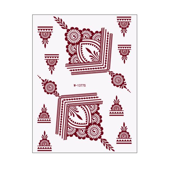 Red Henna Tattoo Kit, Waterproof Henna Tattoos Stickers, Temporary Tattoo Stickers for Women Wedding Party Festival Decorations Y