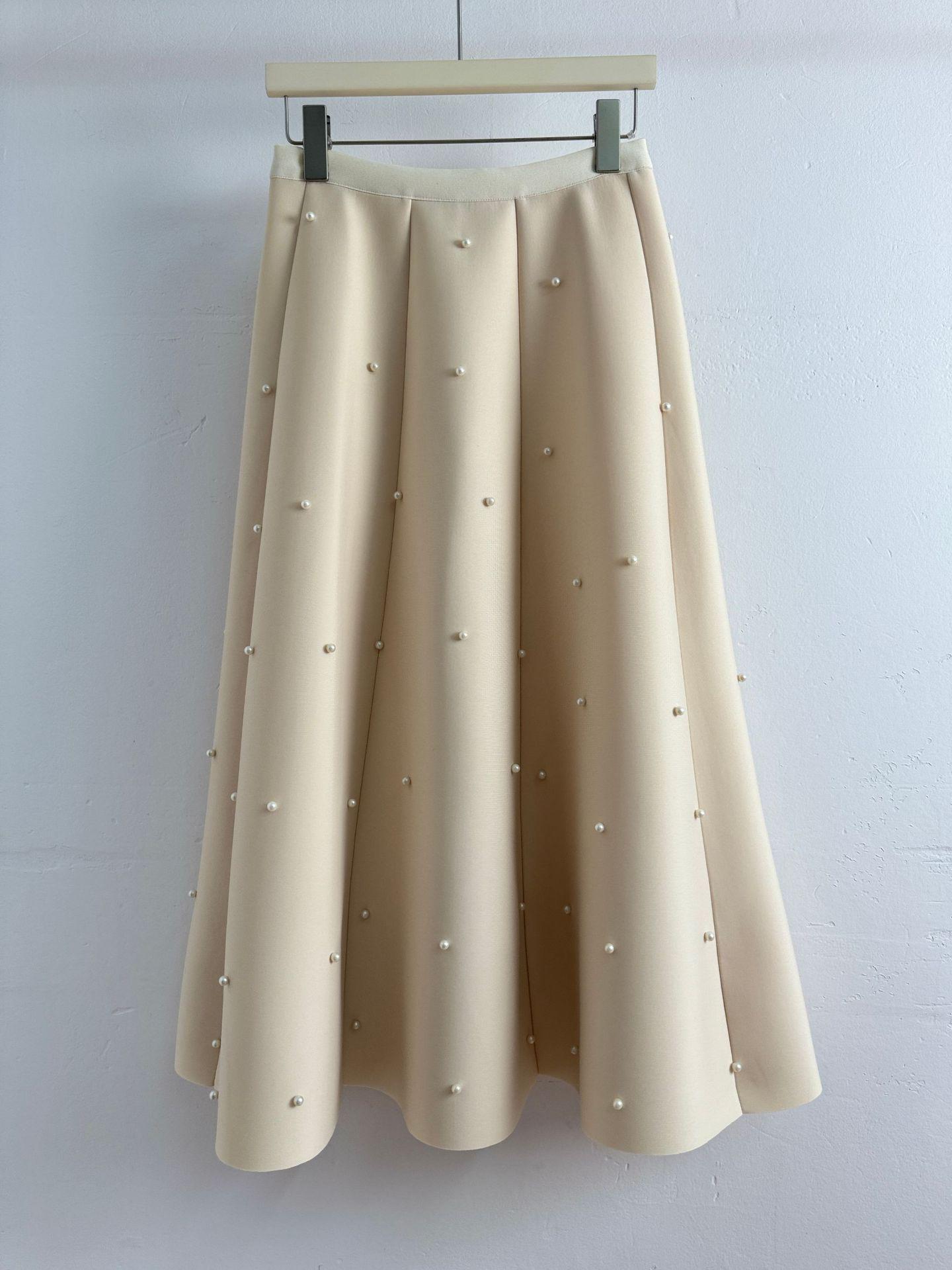 

European & American Handmade Beaded Floral A-line Mid-length Dress with Light Luxury Space Cotton for Autumn & Winter One Size