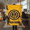 1pz Coperta in Flanella Personalizzata con Nome e Motivo Inter Milan Adatta a Tutte le Stagioni per Arredamento Casa Calore e Comfort Regali Regalo Festivo_xia