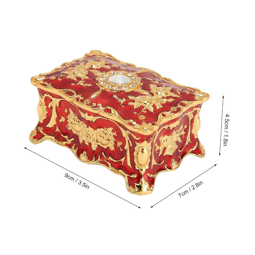 Metal Enamel Jewelry Box Rectangular Jewelry Organizer Trinket Box  Gemstone Storage Tray