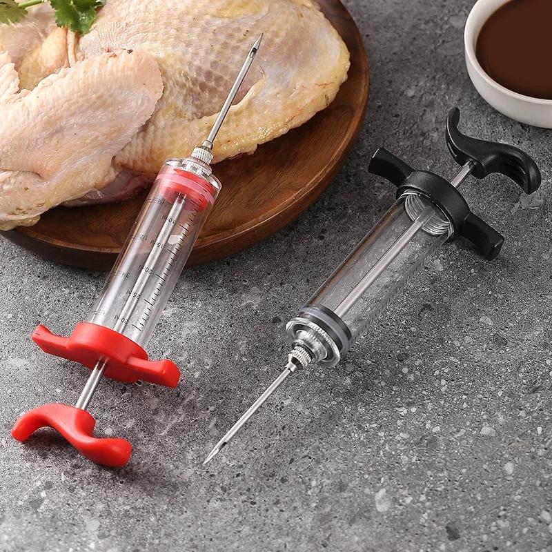 Flavor Needle BBQ Meat Injector Spice Syringe Marinade Injectors Stainless Steel Pork Steak Meat Sauces Syringes Kitchen Tools