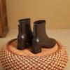 High Heel Square Head Short Boots Martin Boots Spring and Autumn Fleece Single Boots Women's Boots Rear Zipper Short Boots Women's Thick Heel Boots