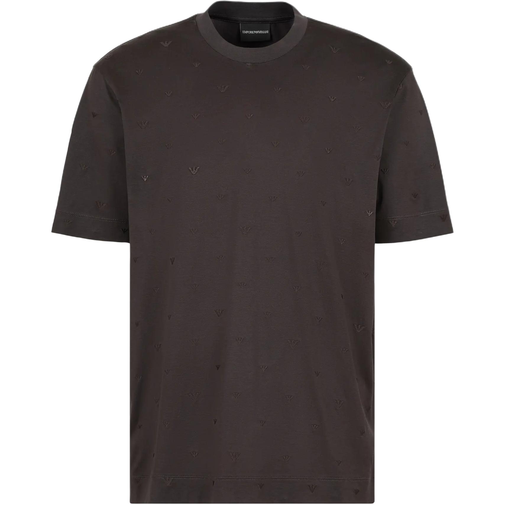 

Emporio Armani Solid Color Embroidered Logo Print Short Sleeve T-Shirt Men tops Black EM001400-AF10017-F8106 XXXL