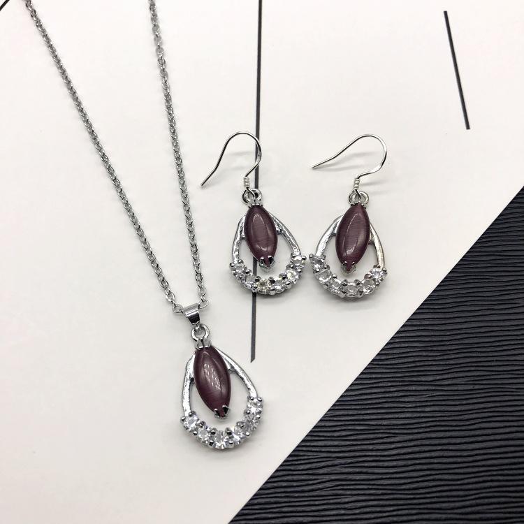 

Simple niche temperament earrings, opal transfer beads, earrings, women s high sense of personality, versatile diamond-encrusted earrings, necklace