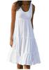 Women's Sleeveless Round Neck Spliced Beach Dress, 7 Colors, 8 Sizes
