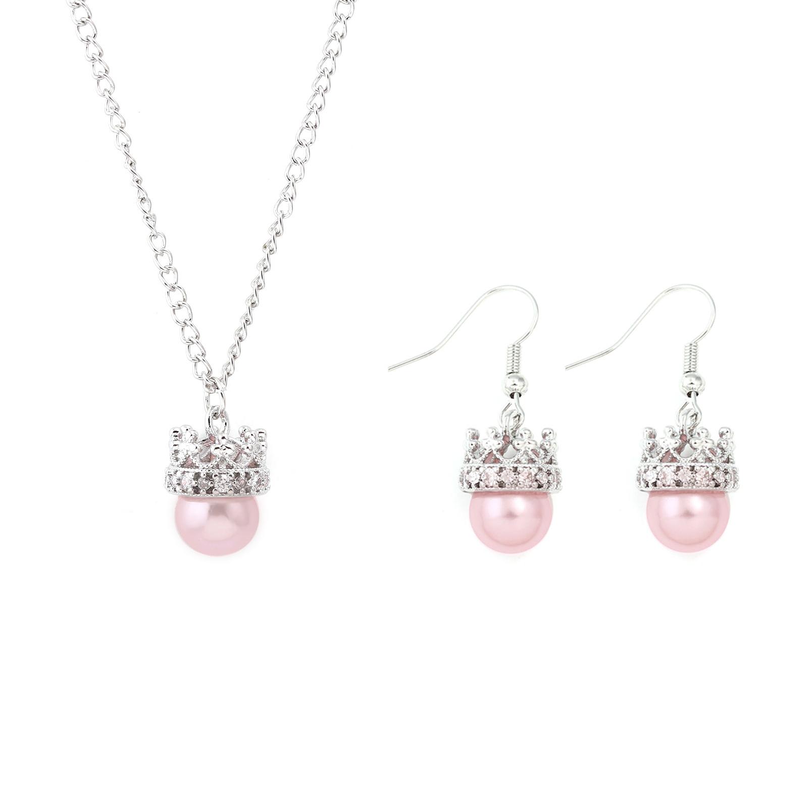 2Pcs/set Movie Halloween Magic Witch Earring for Women Crown Witch Hat Pendant Necklace Jewelry Cosplay Props Accessories розовый