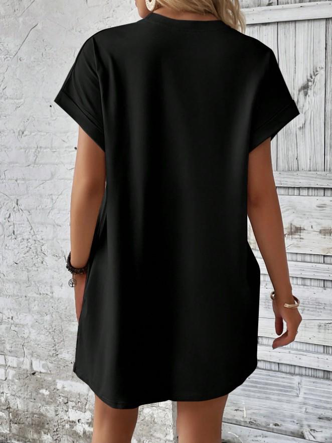 European and American Casual Batwing Sleeve Dress with Invisible Pockets (2024)