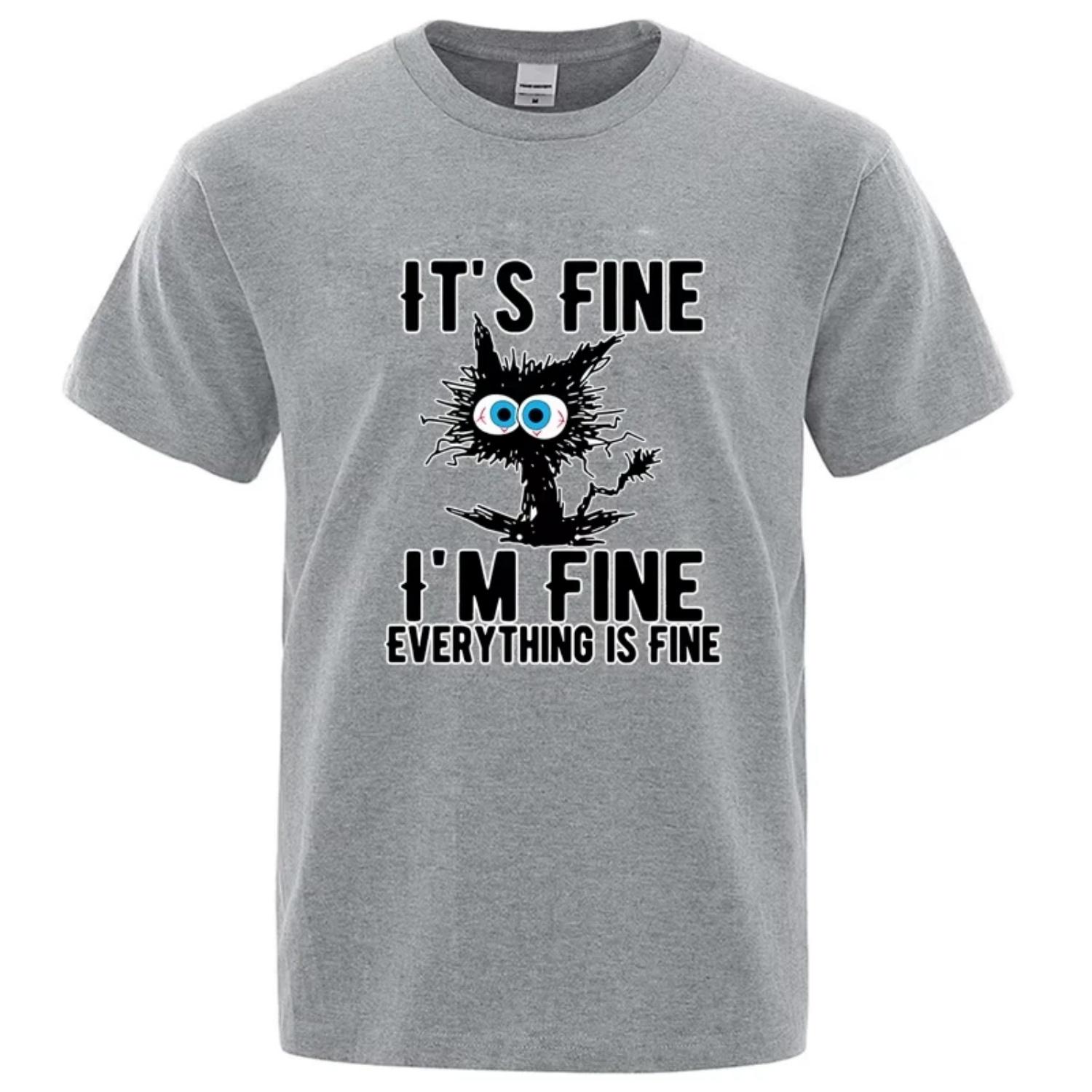 

Men s High Quality T-shirt 100% Cotton Funny Cool Cat Printed T-shirt Casual Men s Short Sleeve T-shirt for Men T-Shirt Male Top S разноцветный