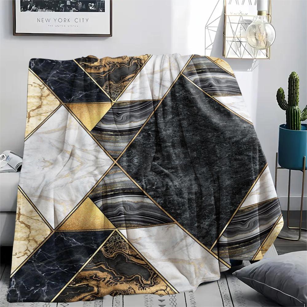 1 Stück Abstrakter Geometrischer Print Flanelldecke, Hohe Qualität, Bequem für Alle Jahreszeiten, Heimdekoration, Wärme und Komfort, Perfekt für Weihnachtsgeschenke
