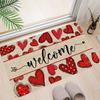 Red Love Welcome Entry Door Mat Water Absorbent Non Slip Wear Resistant Entrance Decorative Carpet Home Decoration