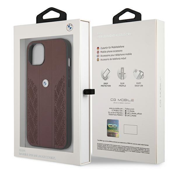 Etui Bmw Bmhcp13Mrsppr Iphone 13 / 14 / 15 6.1 Czerwony/Red Hardcase Leather Curve Perforate