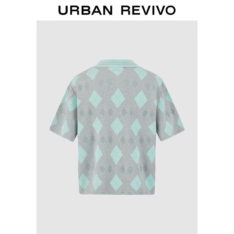 UR Women's Color-block Lapel Knitted Short-Sleeve Top