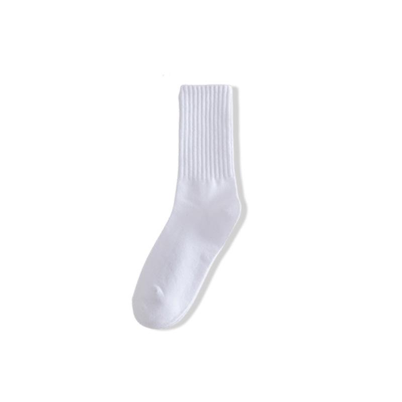 Chaussettes pour filles, Chaussettes montantes tendance à rayures verticales d'automne, Couleur unie polyvalente couleur café, Sport Étudiantes