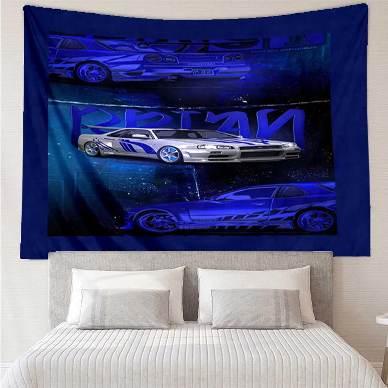 Skyline Blue Racing Spirit Speed And Style Tapestry Room Decoration Wall Hanging for Living Room Bedroom, dormitory, Birthday and Christmas gifts