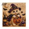 Autumn Home Decoration Halloween Cat Faux Pearl Painting Art Kit Spooky 3D Beads Moonlight Theme Crafts Cute Witch Gem Wall for Adults Craft Lovers