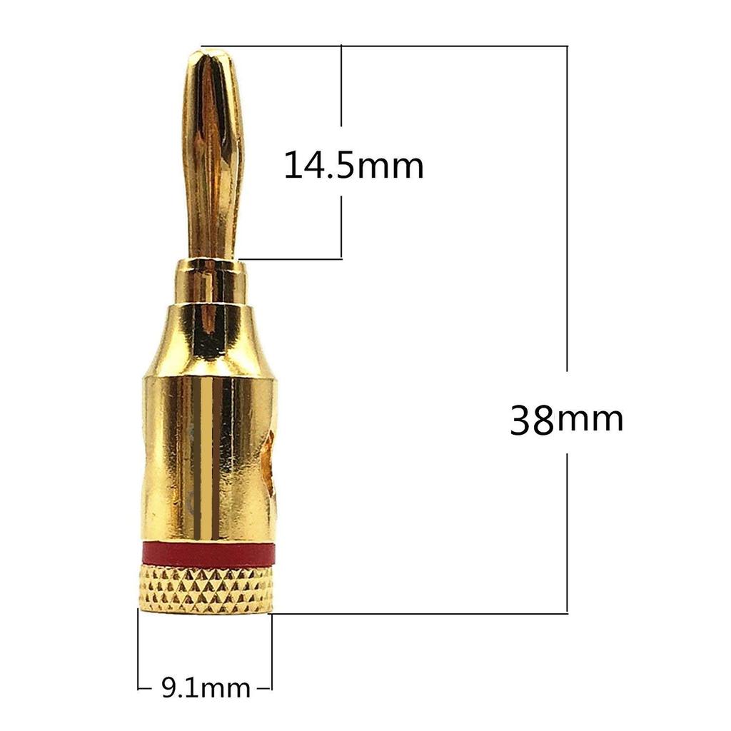 GeeSo Speaker 32mm Binding Posts Banana Plug Compatible 4-Pair Gold-Plated Terminals, + GS-32-XJ-4T