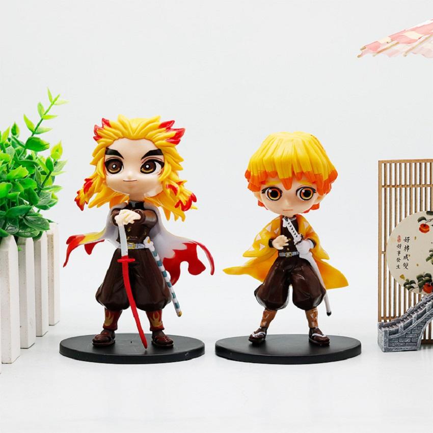 Big Head Style Demon Slayer Kimetsu No Yaiba Anime Figurines PVC Dolls Desktop Decoration Model Toys Festival Gifts Box