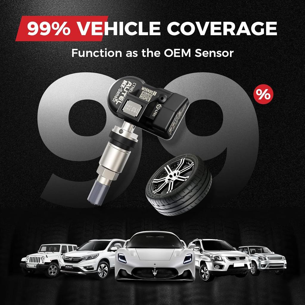 Autel TPMS Sensor 1-Sensor, MX-Sensor 315MHz + 433MHz Metal Valve, Programmable Universal Specially Built for OEM Sensors Replacement, Work with
