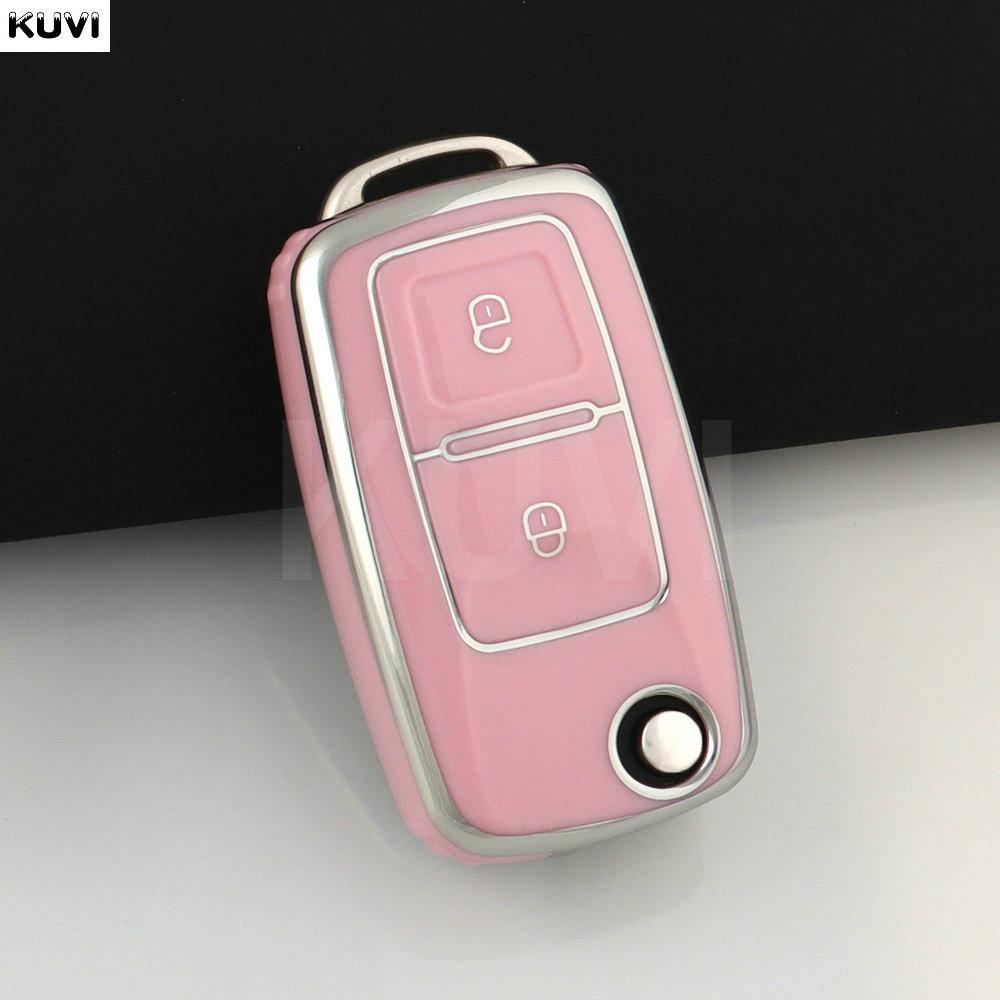 

Pink Tpu Car Key Case Cover For Vw Volkswagen Polo Tiguan Passat B5 B6 B7 Golf 4 5 6 Mk6 Jetta Lavida For Skoda Octavia Keychain