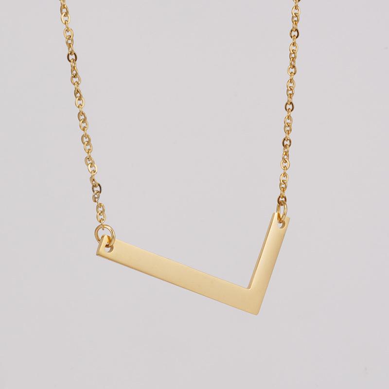 

Ожерелье из нержавеющей стали с 18-каратным золотым покрытием с алфавитом—Женский кулон из титановой стали с 26 буквами