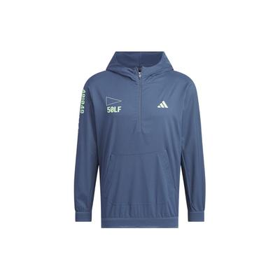 adidas Quick-Dry Letter Logo Print Stretch Pullover Hooded Long Sleeve Jacket Men Jackets Blue IN9006