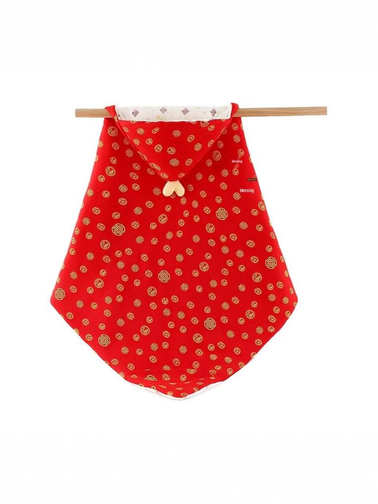 Red Pure Cotton Newborn Swaddle Blanket - Skin-friendly, Washable with Tie