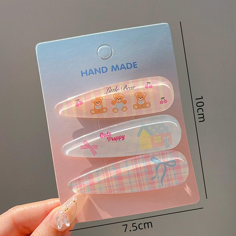3Pcs/Set Candy Color Hair Bang Clip Summer Hairpin Acrylic Barrette Hair Side Clamp For Girl Hair Accessories