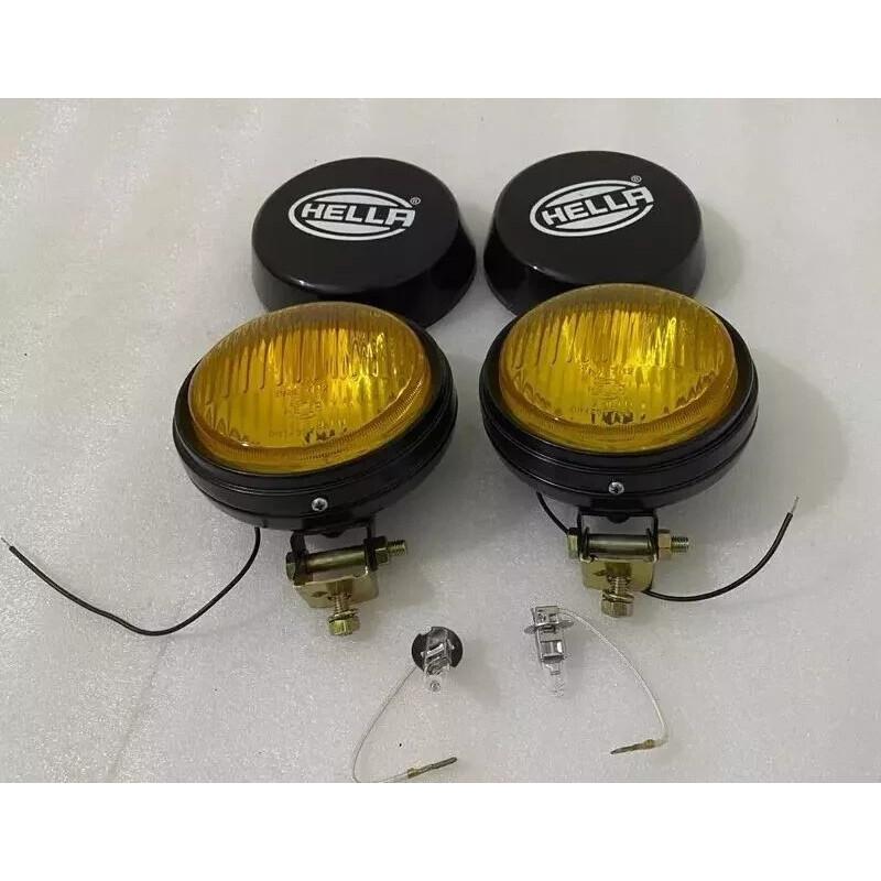 Pair Hella Yellow Fog Lamp With Cover With Bulb H3 Halogen Bulb Universal K585