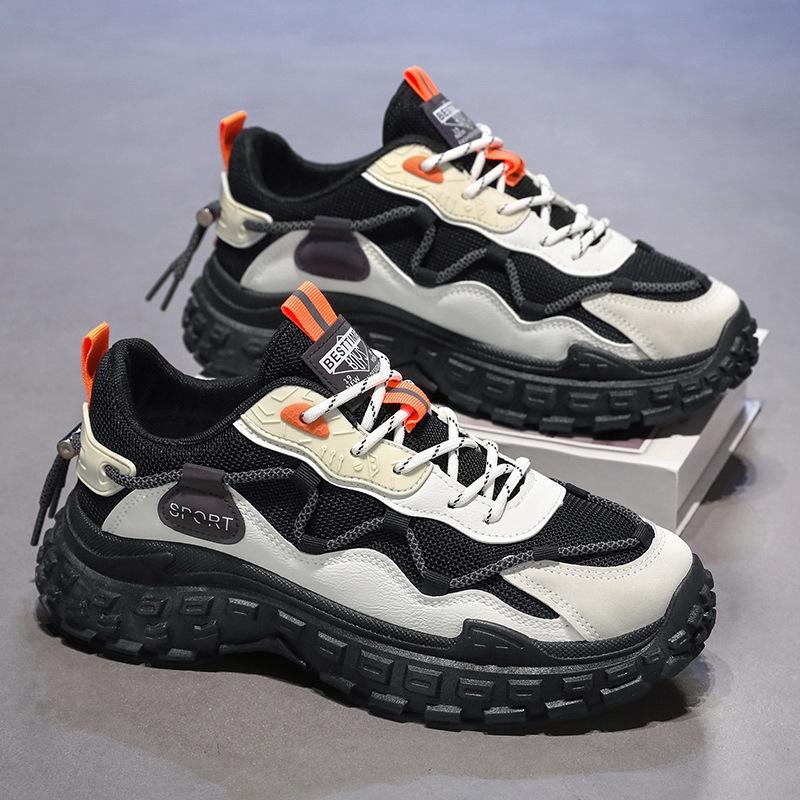 Men's shoes spring new breathable mesh shoes men's trend versatile non-slip wear-resistant sports dad trendy shoes