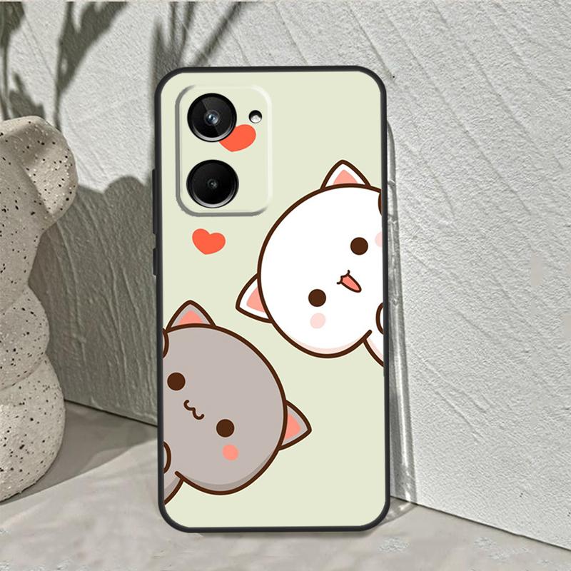 Cartoon Peach Mochi Cat Case For Realme C53 C30 C55 C33 C35 C31 C21Y C25s C15 C11 GT Neo 5 3T 2T 8 9 10 11 Pro Plus