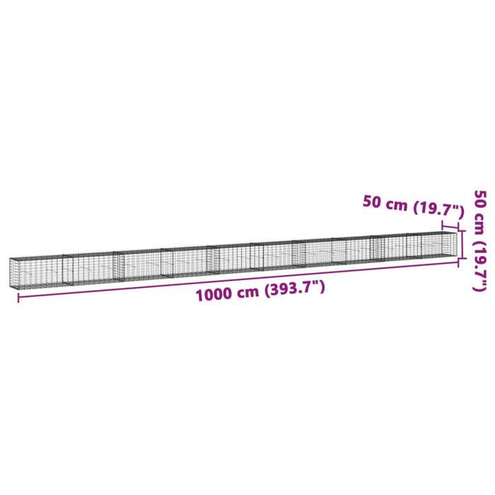 VidaXL Panier gabion avec couvercle 1000x50x50 cm fer galvanisé, mur en gabion, mur de soutènement en gabion, clôture en 3295141